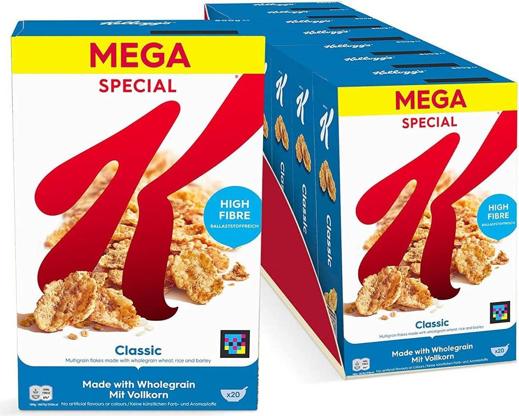 Kellogg’s Special K Classic (7 x 600 g) – crispy cereal flakes with wholegrain wheat – high-fiber breakfast cereal – natural enjoyment without artificial colors and flavors
