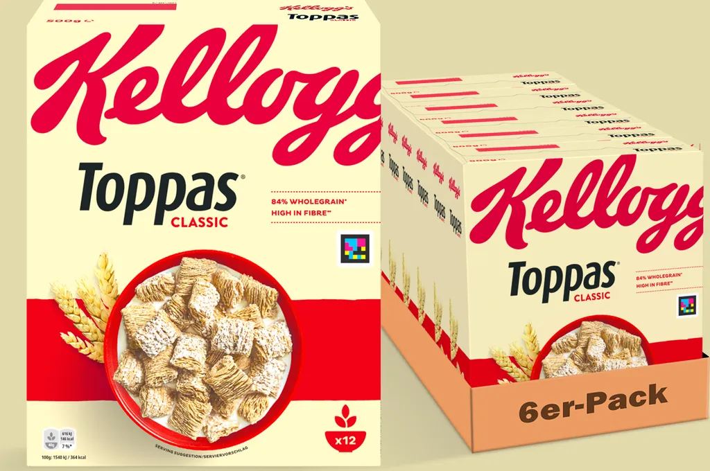 Kellogg (Germany) Kellogg's Toppas (6 x 500 g) – crunchy wholegrain cereal – rich in fiber – natural enjoyment without artificial colors or flavors