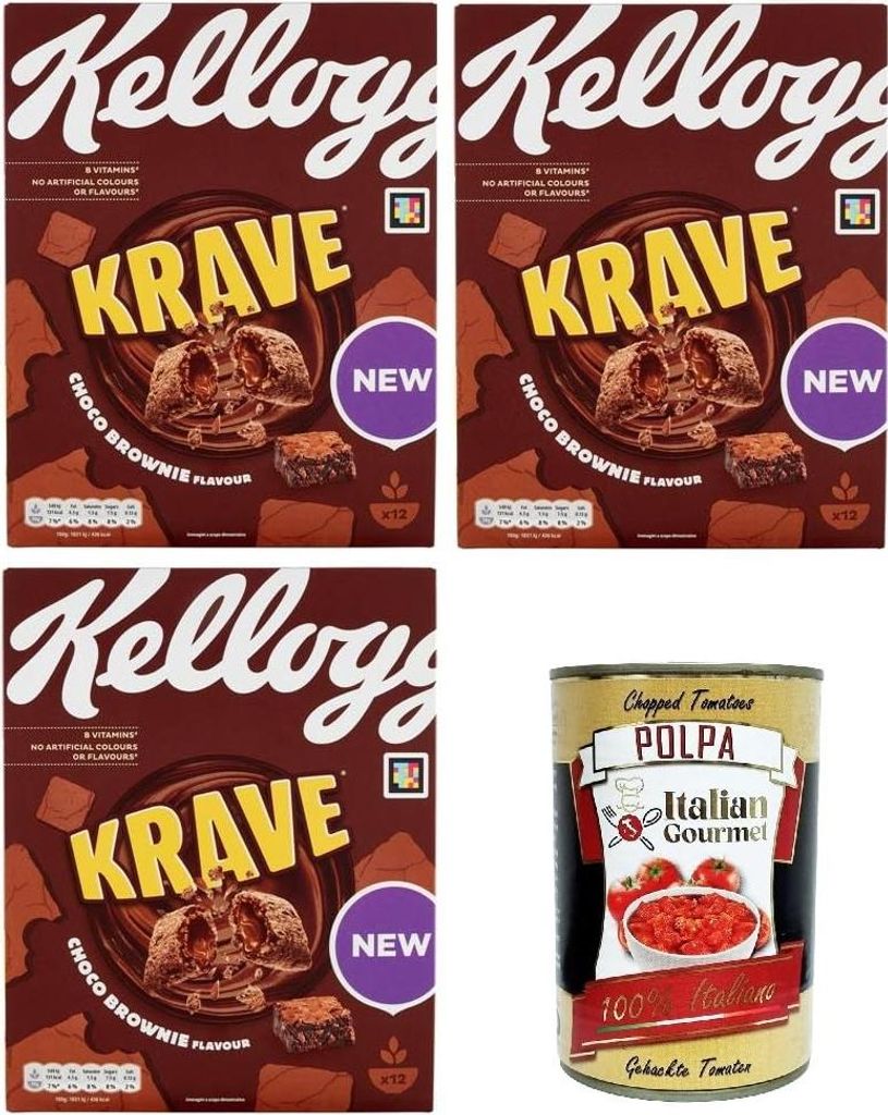 Italian Gourmet E.R. Kellogs Krave Choco Brownie Flavour 3x 375gr + Italian Gourmet polpa 400g