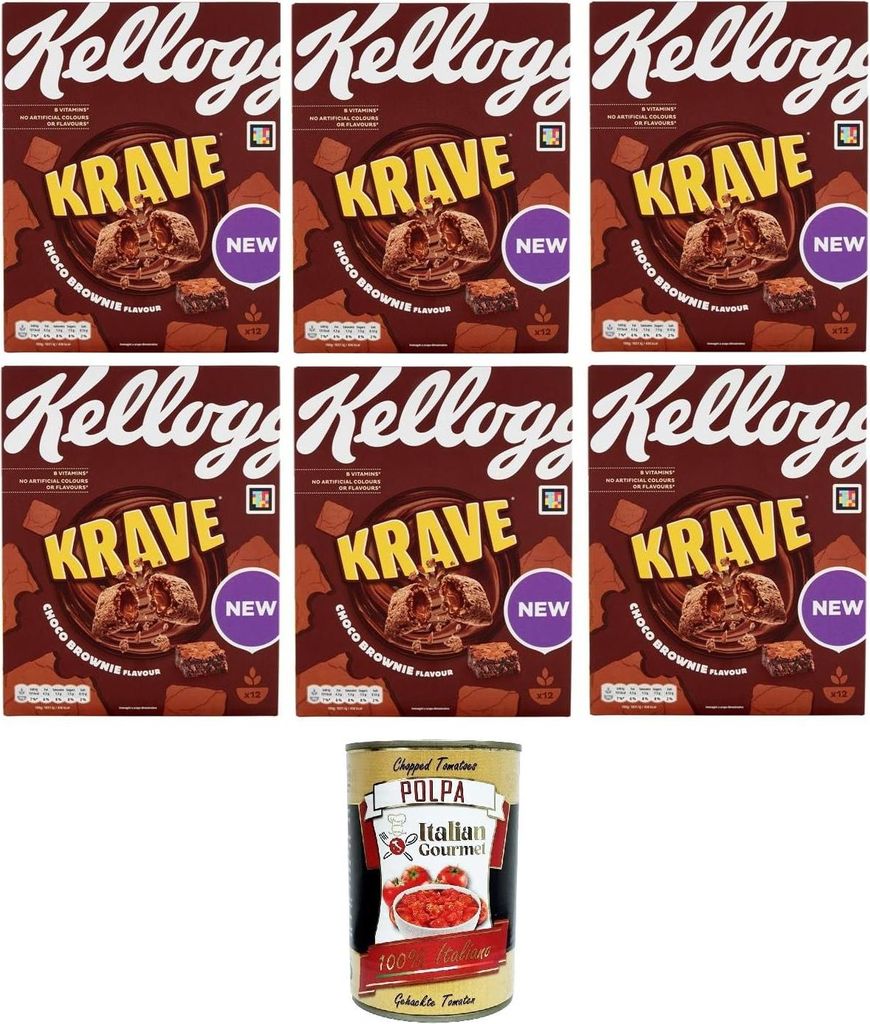 Italian Gourmet E.R. Kellogs Krave Choco Brownie Flavour 6x 375gr + Italian Gourmet polpa 400g