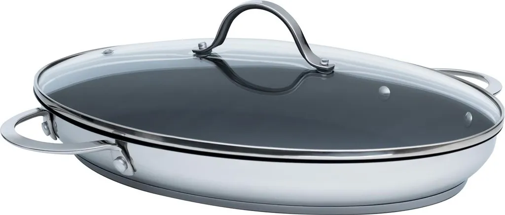 Kelomat Fish Pan Perfect 38x26 cm with Glass Lid Stainless Steel Induction