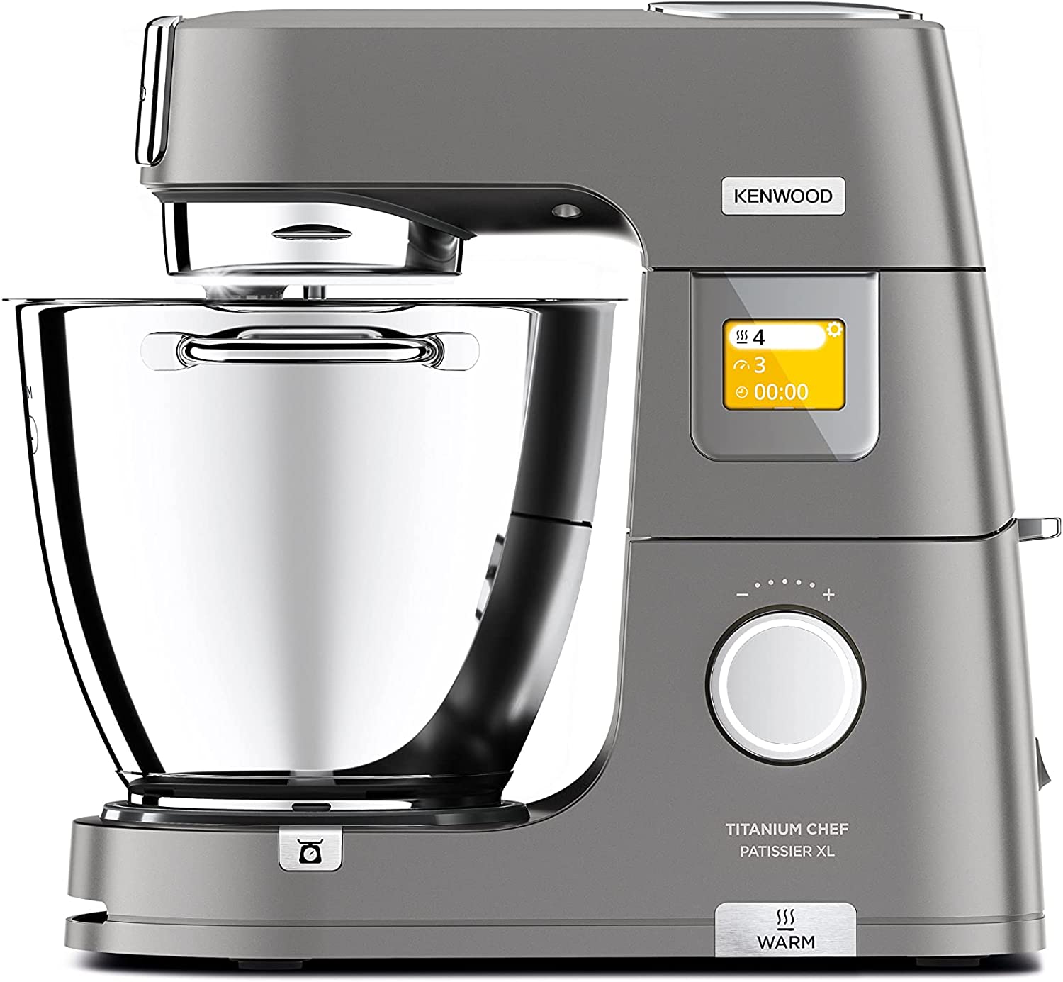 Kenwood Titanium Chef Patissier XL KWL90.034SI, Food Processor with Integrated Scales & 7 L Mixing Bowl with Heat Function, 1400 Watt, incl. 4 Piece Patisserie Set, Silver