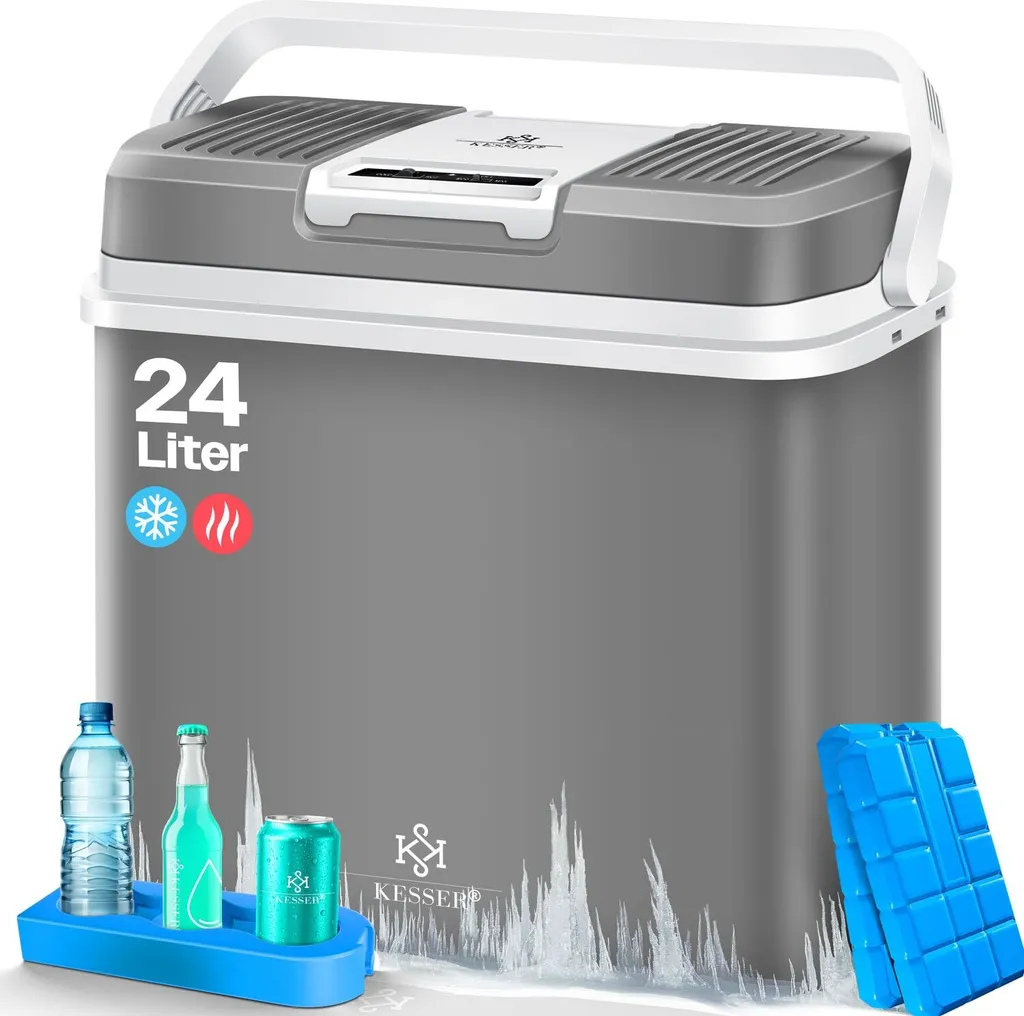 KESSER® 24 Liter Cooler Box | COOLS and WARMS | Thermoelectric Cooler Box 12 Volt and 230 Volt | Mini Fridge | for Car and Camping | + | Mini Fridge | Car and Camping