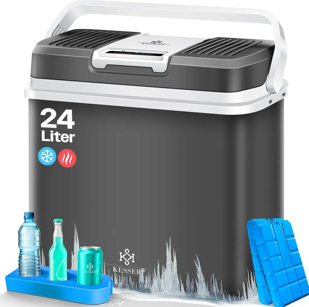KESSER® 24 Liter Cooler Box | COOLS and WARMS | Thermoelectric Cooler Box 12 Volt and 230 Volt | Mini Fridge | for Car and Camping | + | Mini Fridge | Car and Camping