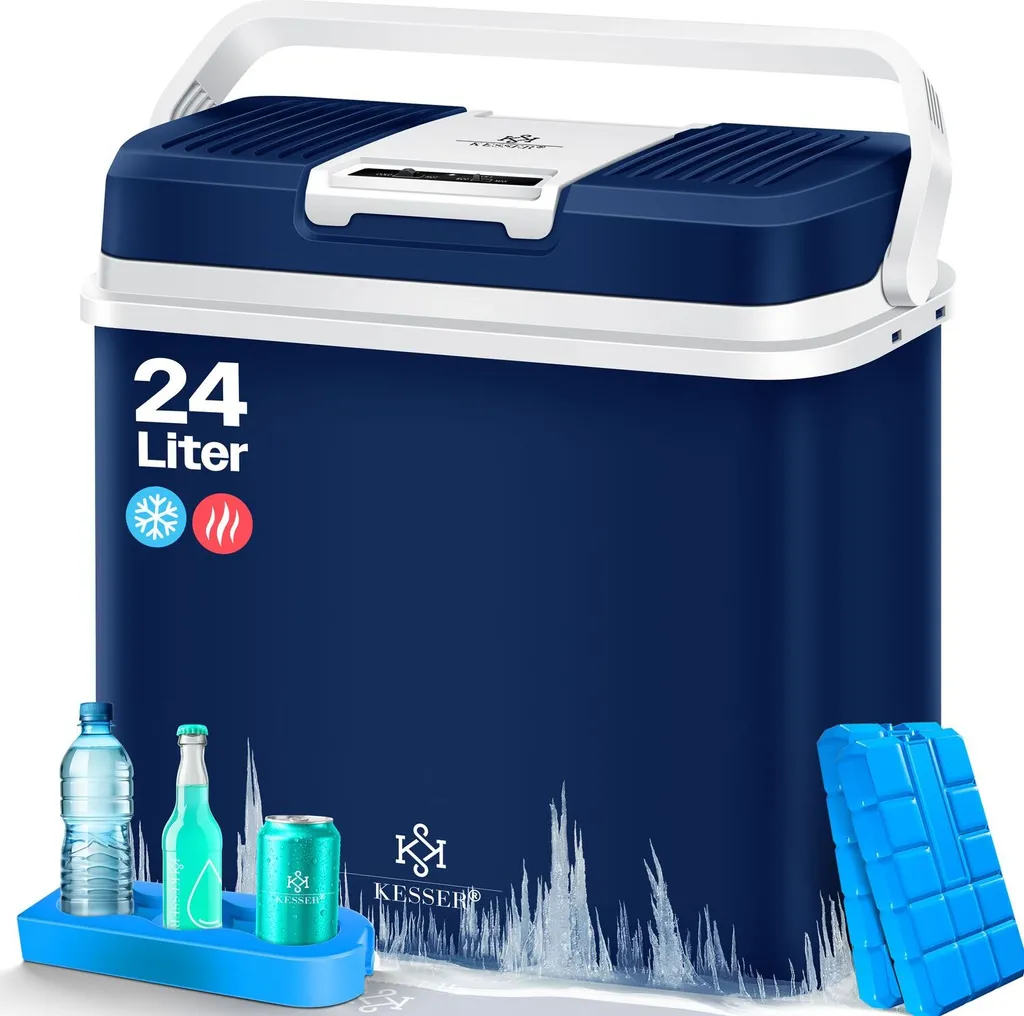 KESSER® 24 Liter Cooler Box | COOLS and WARMS | Thermoelectric Cooler Box 12 Volt and 230 Volt | Mini Fridge | for Car and Camping | + | Mini Fridge | Car and Camping