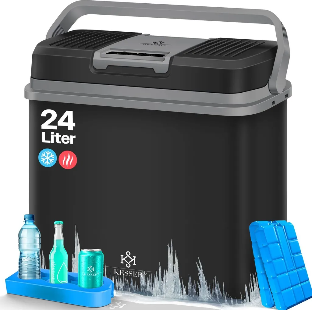 KESSER® 24 Liter Cooler Box | COOLS and WARMS | Thermoelectric Cooler Box 12 Volt and 230 Volt | Mini Fridge | for Car and Camping | + | Mini Fridge | Car and Camping