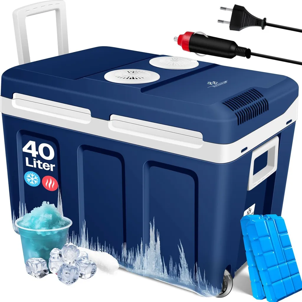 KESSER® 40L Cooler Box with Wheels | For Keeping Food Warm and Cool | Thermoelectric Cooler Box | 12 Volt and 230 Volt | Mini Fridge | Thermobox for Car, Boat and Camping | with ECO Mode
