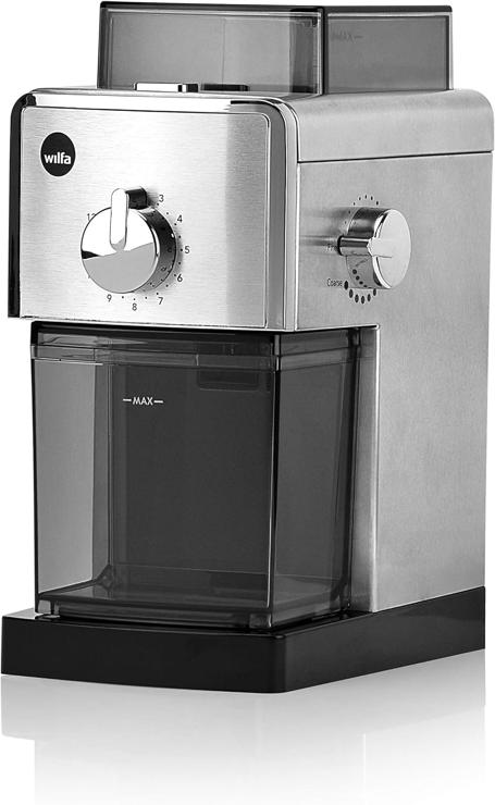 Wilfa IL SOLITO coffee grinder - bean container with a capacity of 180gr, equipped with autostop function, silver