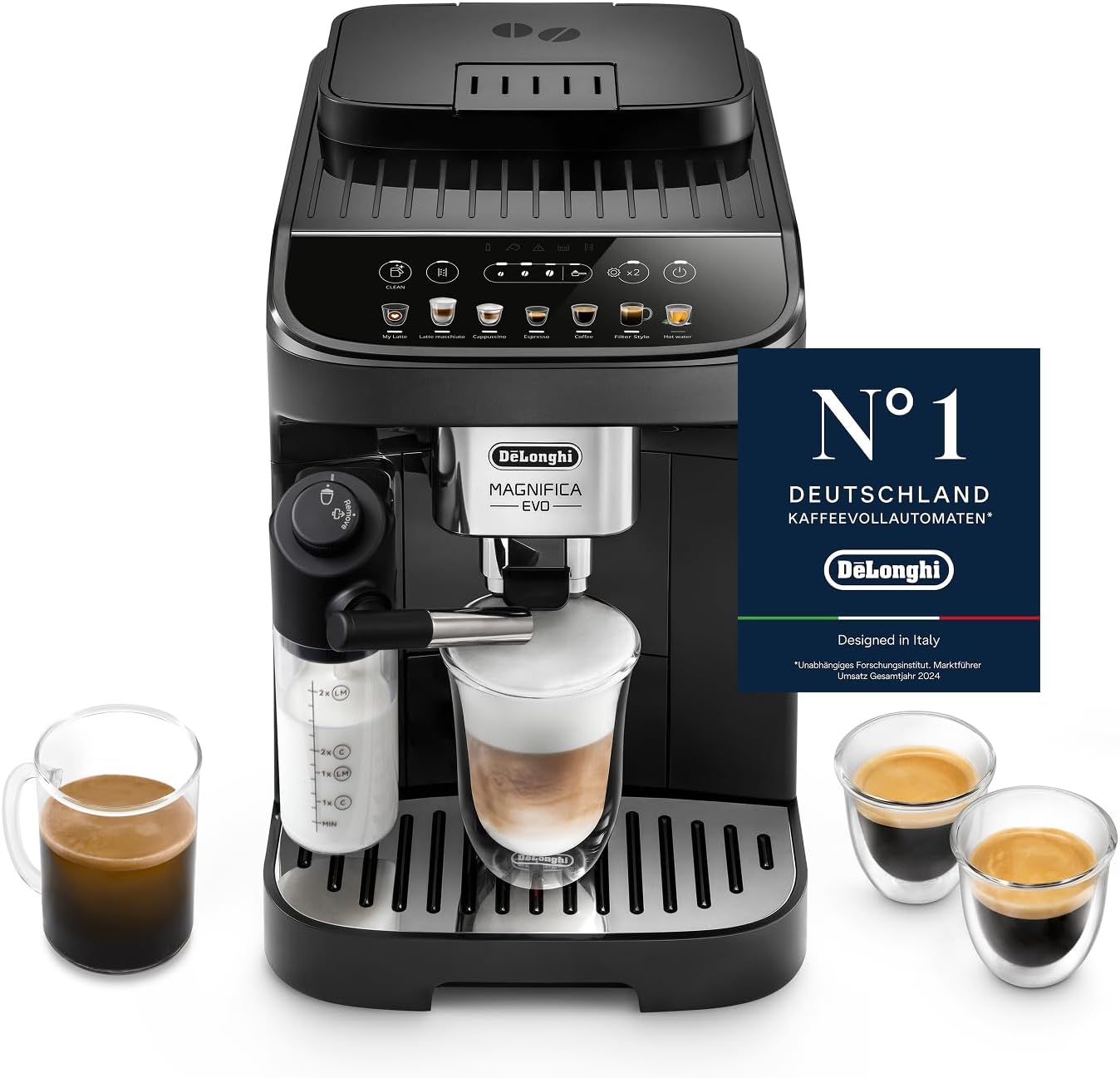 De\'Longhi Magnifica Evo - Perfetto Fully Automatic Coffee Machine with LatteCrema Milk Frother, 7 One-Touch Drinks, Cappuccino, Espresso Coffee Machine, Soft Touch Control Panel, Black (ECAM292.81.B)