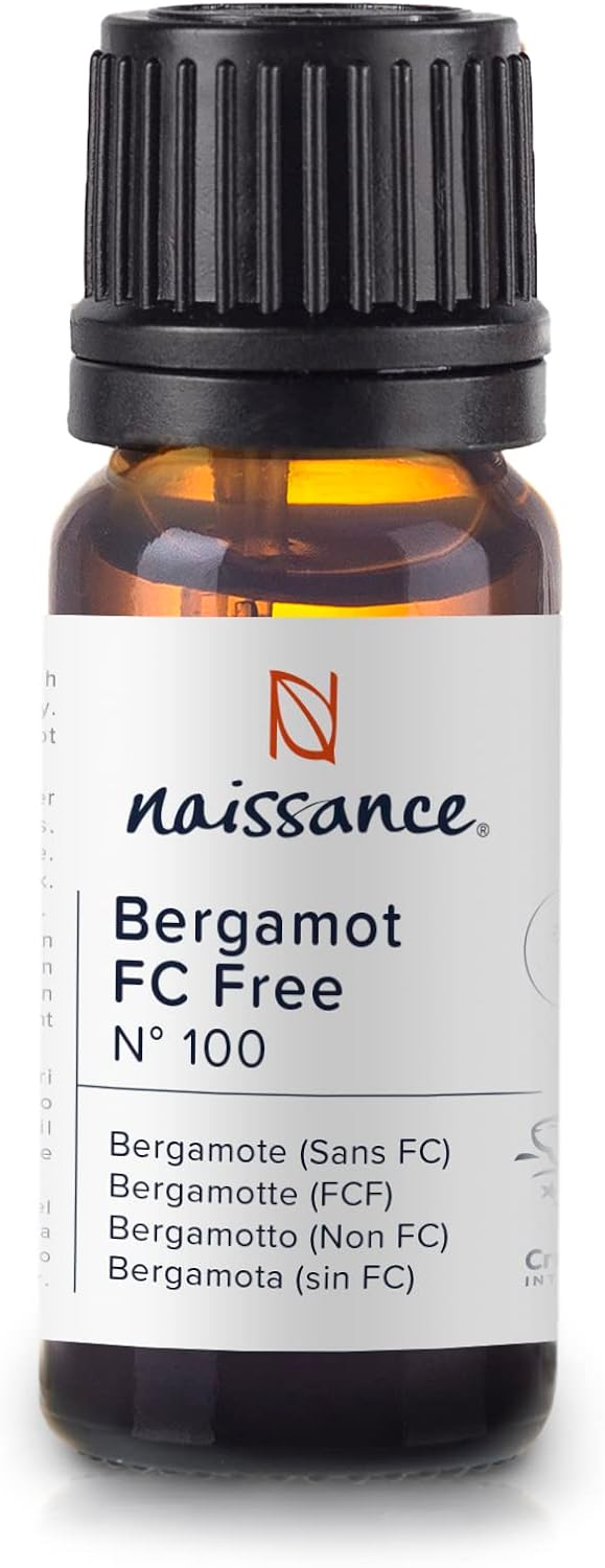 Naissance Bergamot (FC Free) Essential Oil (no. 100) 10ml - Pure, Natural, Cruelty Free, Vegan and Undiluted - Use in Aromatherapy & Diffusers