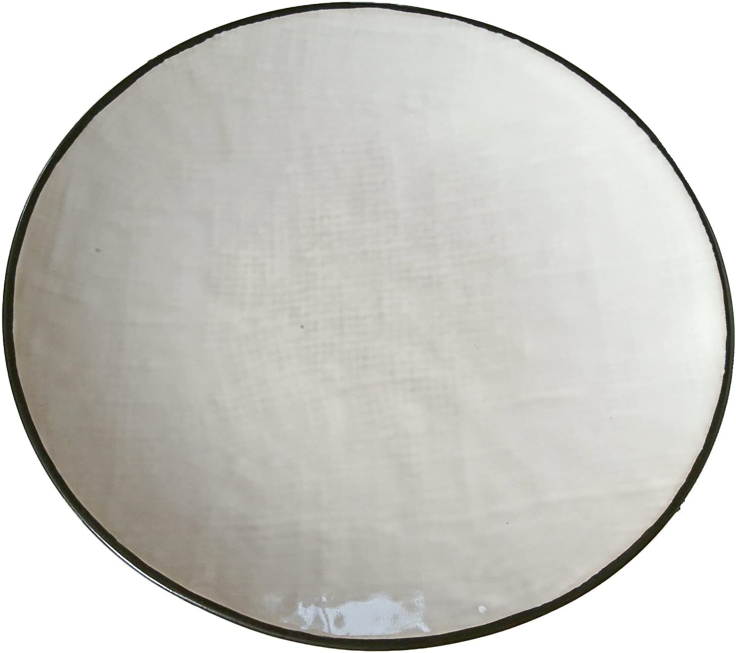 broste Plate Diameter 22 cm Flat Porcelain Vintage Stoneware Cream Brown Edge
