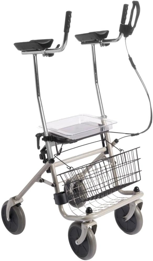FabaCare Arthritis Rollator with One-Hand Brake, Forearm Rollator, Padded Arm Rest, Height Adjustable, up to 120 kg, Single Hand Brake Left