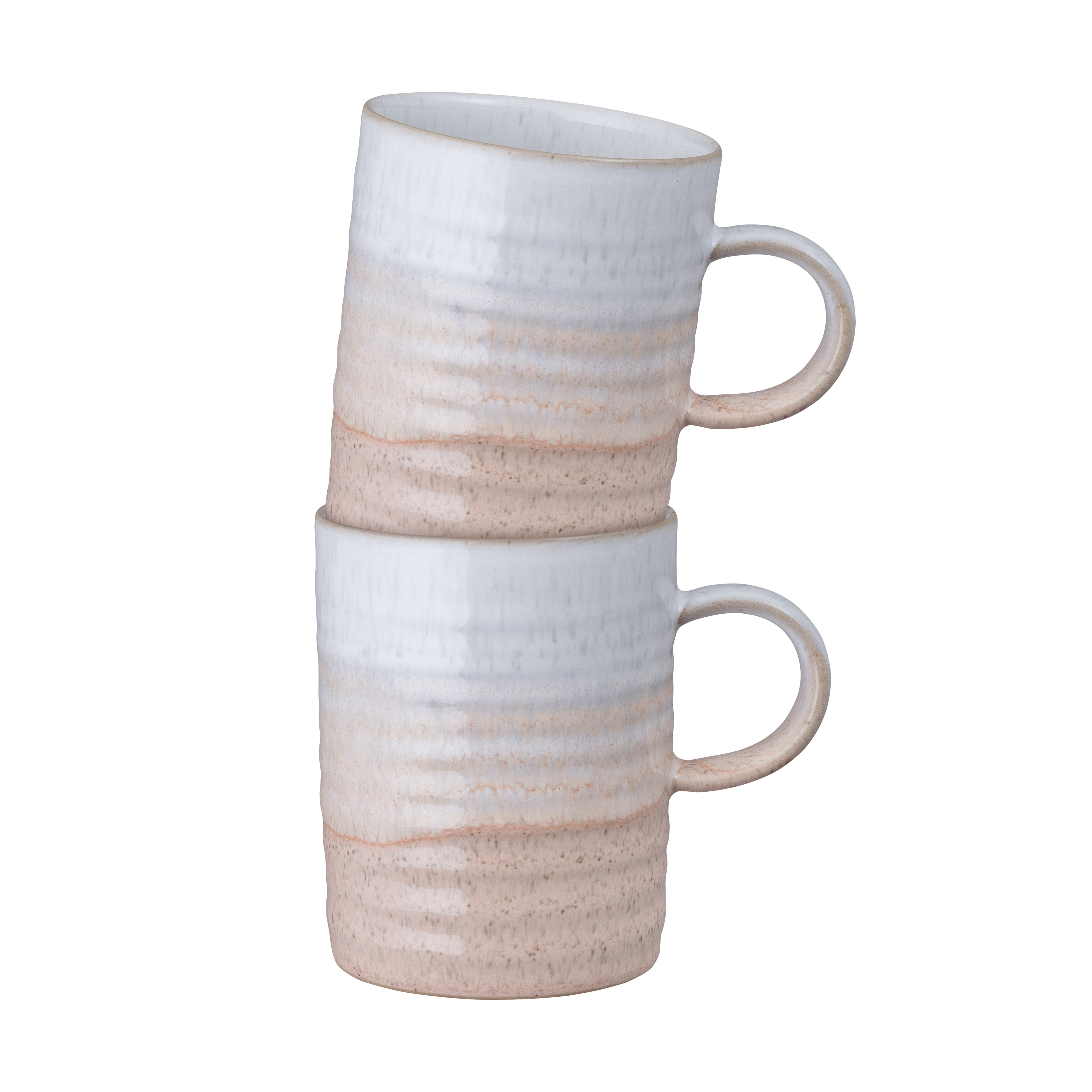 Denby Kiln Coral ribbed mug, coral beige, 2-piece