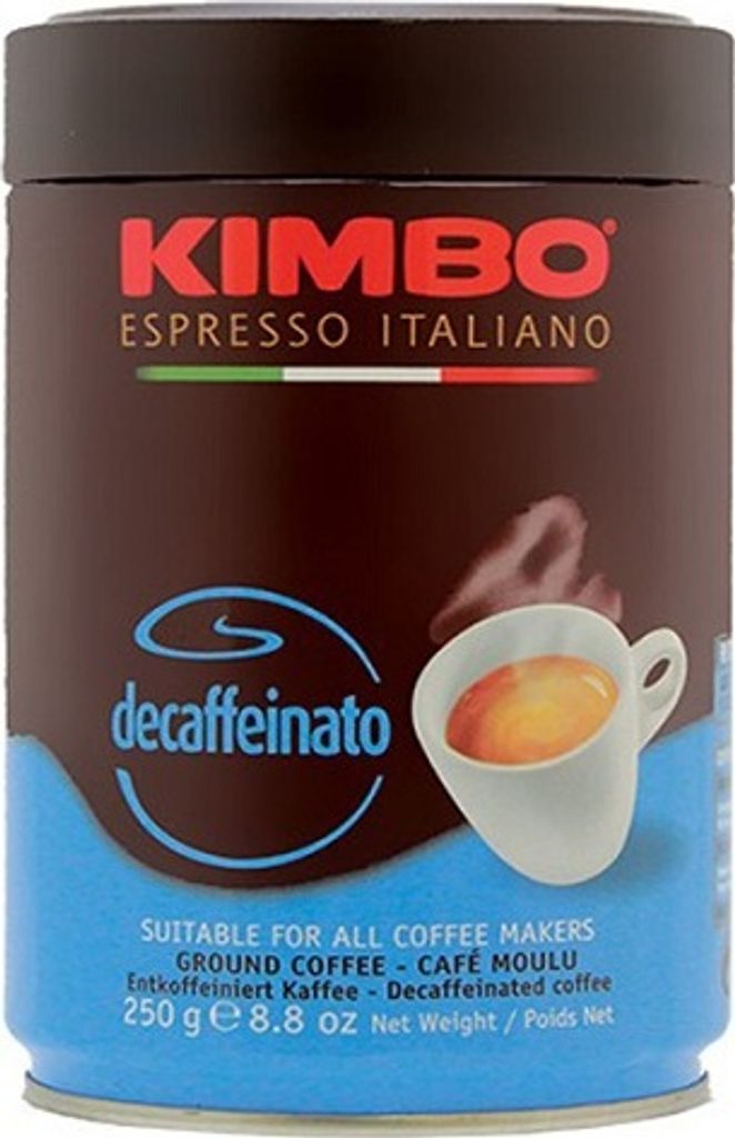 Kimbo Coffee Espresso Decaffeinato Decaffeinated Ground, 250g Cans