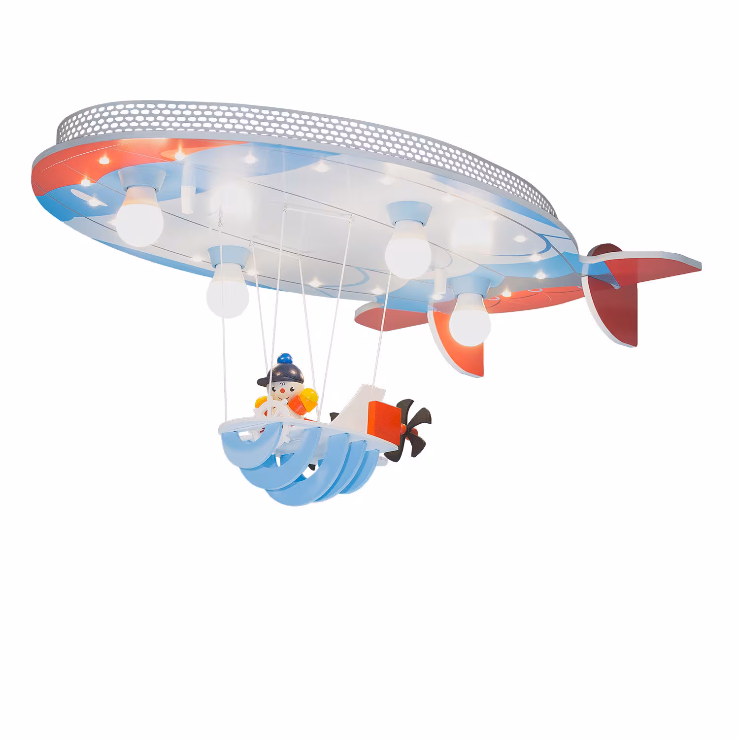 Children's ceiling light, airship Joe, 75/50/30 cm