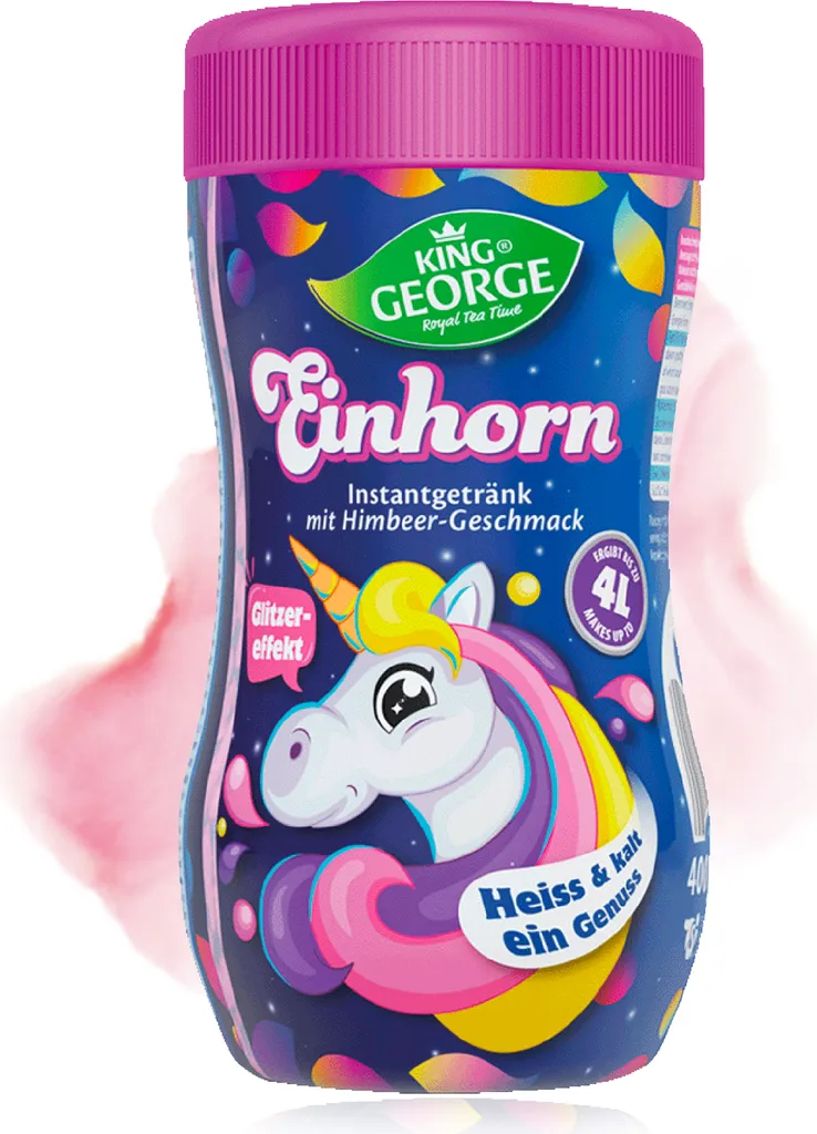 TSI Consumer Goods KING GEORGE Pink Unicorn Instant Drink with Raspberry Flavor 6 x 400g Makes approx. 4L per can 6400g