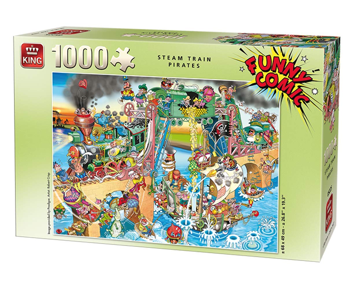 King Puzzles Funny Comic Collection Steam Train Pirates Jigsaw Puzzle 1000 