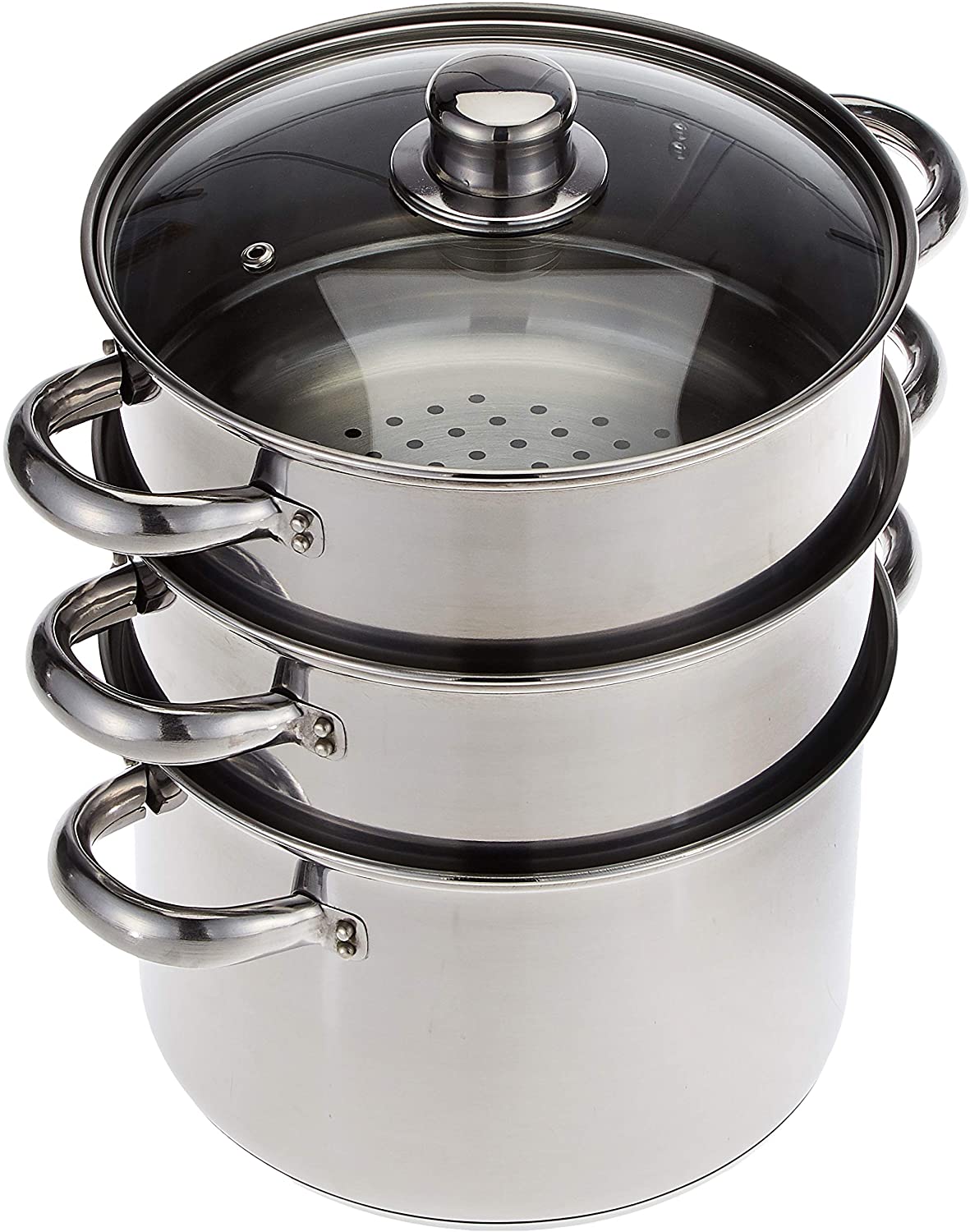 KitchenCraft Kitchen Craft 22 cm Clearview Stainless Steel 3-Tier Steamer