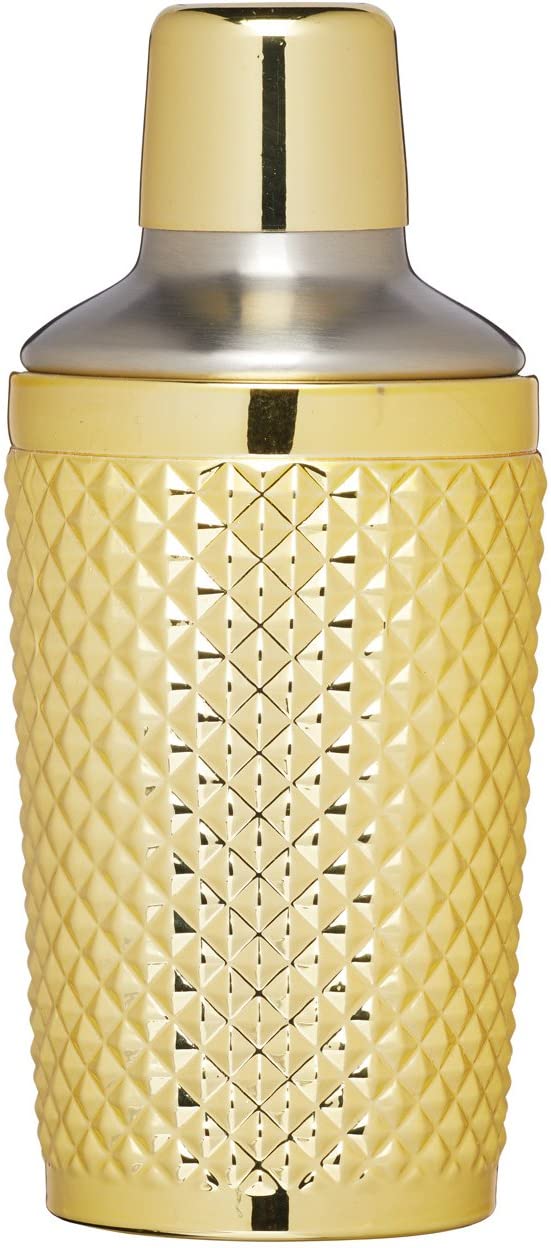 KitchenCraft Kitchen Craft Bar Craft Boston Cocktail Shaker – Tropical Chic Studs Gold, 8 x 8 x 17.5 cm