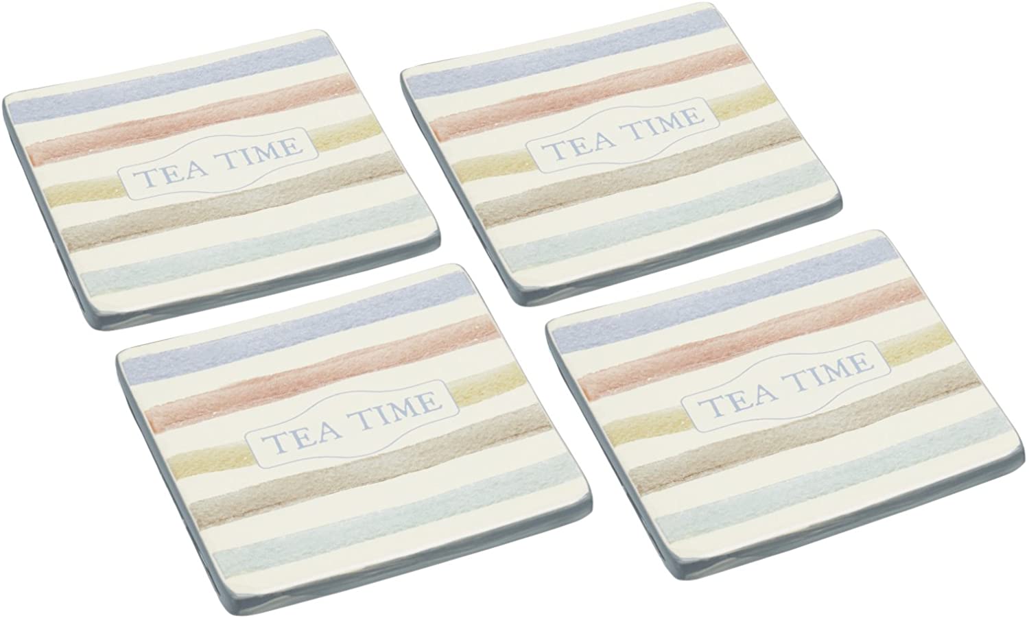 KitchenCraft Kitchen Craft Classic Collection Vintage Style Ceramic Drink Coasters, Set of 4, Multi-Colour