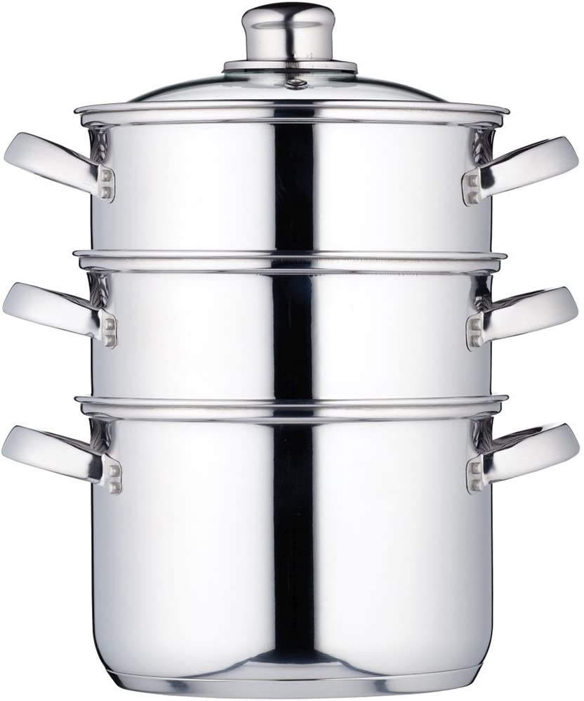 KitchenCraft Kitchen Craft Clearview Stainless Steel 3-Tier Steamer, 18 cm