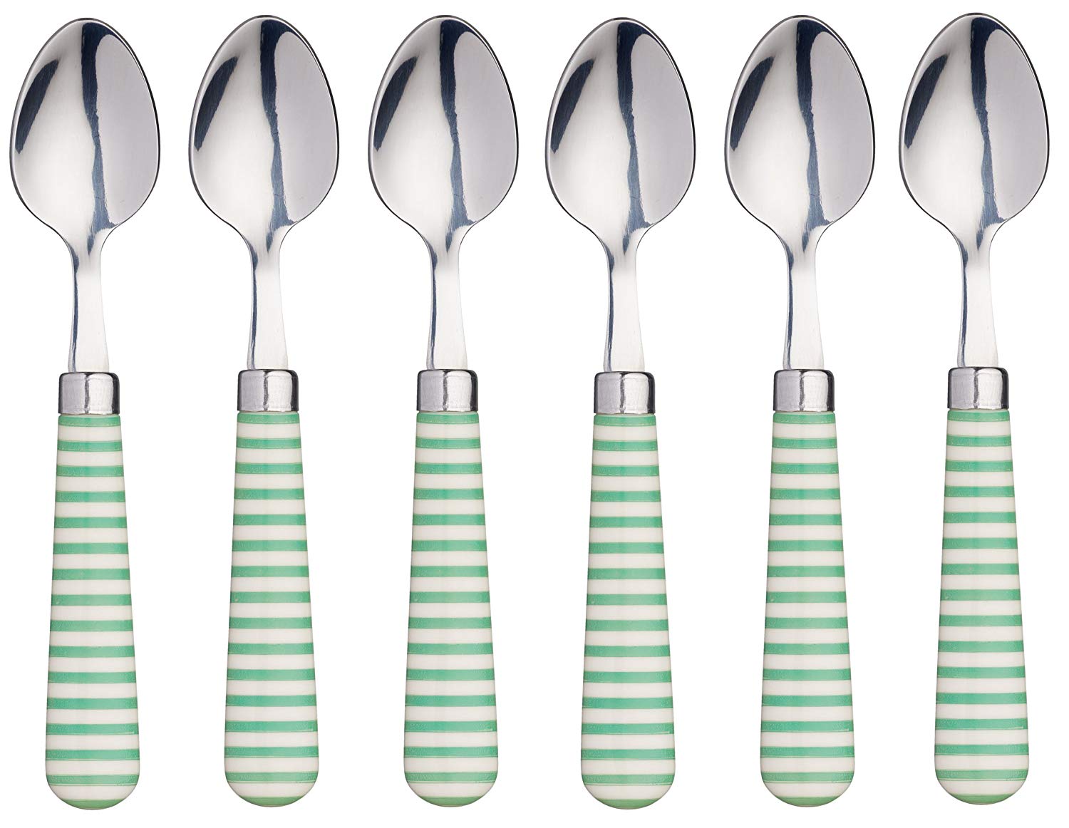 KitchenCraft Kitchen Craft Coloured Horizontal Striped Tea Spoon, 15.5 "(6") (Set Of 6, 