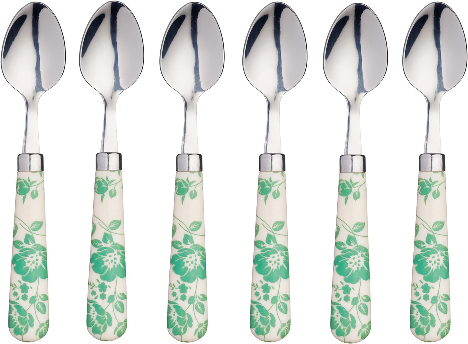 KitchenCraft Kitchen Craft AMZTSPNSPOTTPSET6 Coloured Spotted Tea Spoon, Stainless Steel, Brown/Grey, 15.5 x 3 x 2 cm, 6 Units