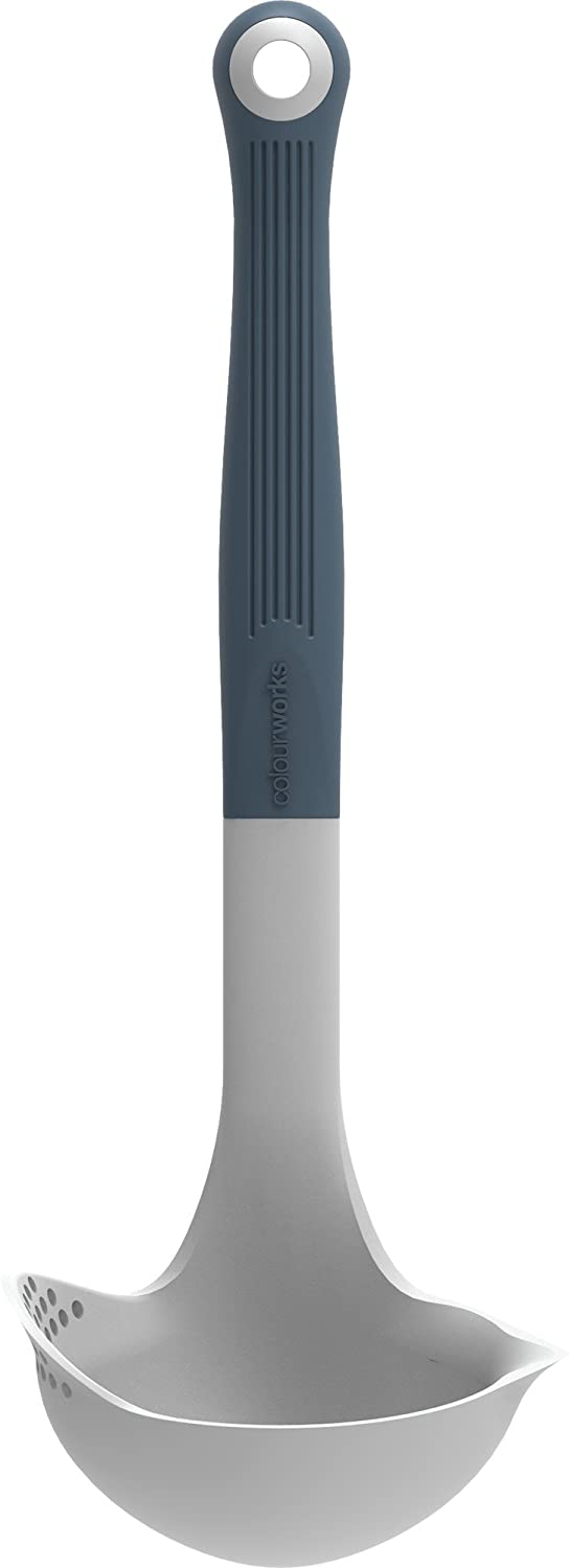 KitchenCraft Kitchen Craft Colourworks Silicone 27 cm (Tablet – Multi Soup Ladle/Slotted Spoon, Classic Grey, 1 x 1 x 1 cm