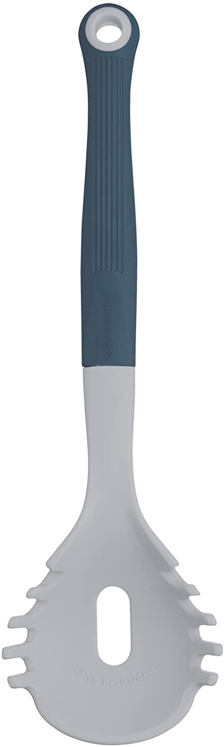 KitchenCraft Colourworks Multi Pasta Server/Spaghetti Measuring Spoon, Silicone, Classic Grey, 2.5 x 8.5 x 29 cm