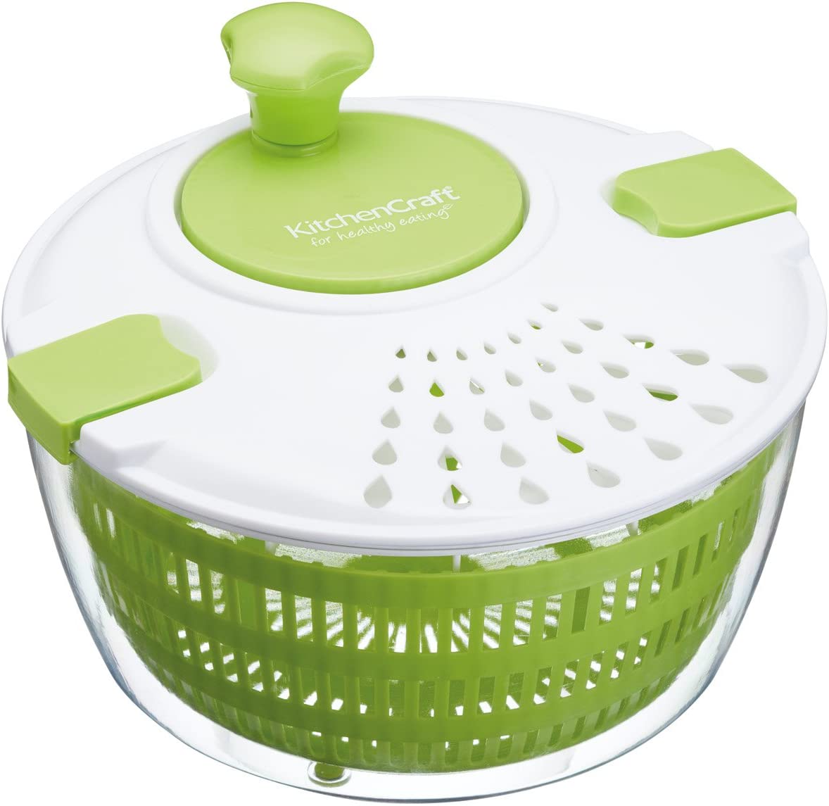 KitchenCraft Kitchen Craft Healthy Eating Large BPA Free Plastic Salad Spinner Plastic Green/White, 25 x 25 x 15.5 cm