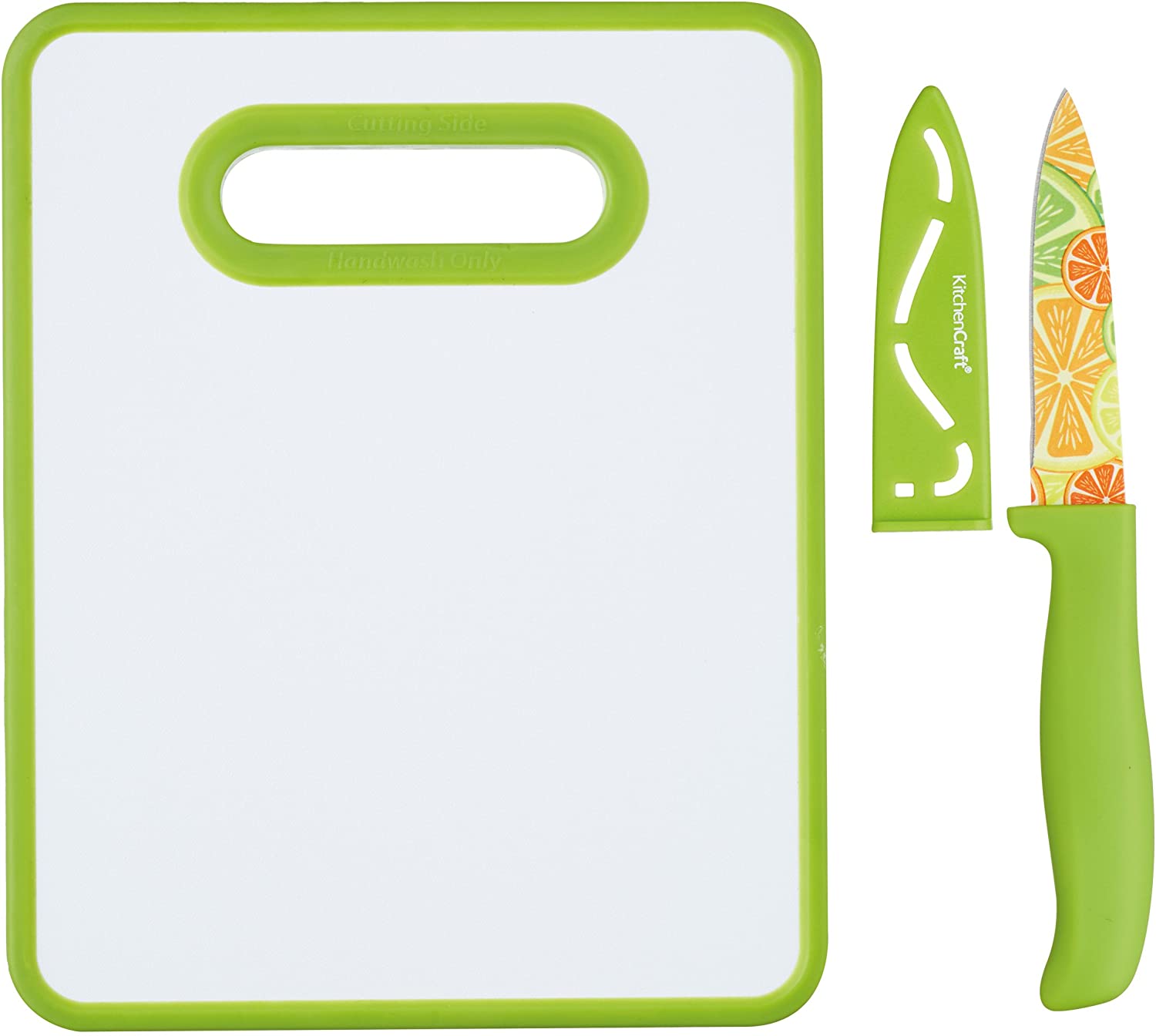 KitchenCraft Kitchen Craft Kchebrd Set Chopping Board/Kitchen Knife Set, Stainless Steel, Multicoloured, 28 x 18 x 18 cm 2 Units