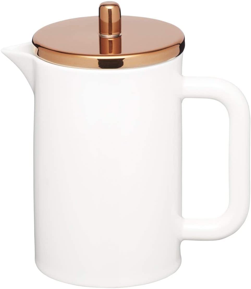KitchenCraft Kitchen Craft Le Xpress Bone China Porcelain 6 Coffee Maker with Copper Effect Lid 800ml (1.5 Pints) – White