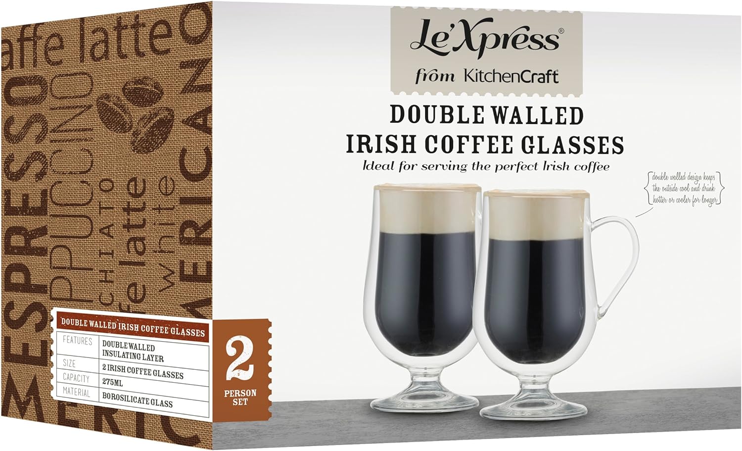 KitchenCraft LE XPRESS Highball Glasses Double-Walled 330 ml Plastic in Transparent 2 Pieces 12 x 17 x 22 cm 2