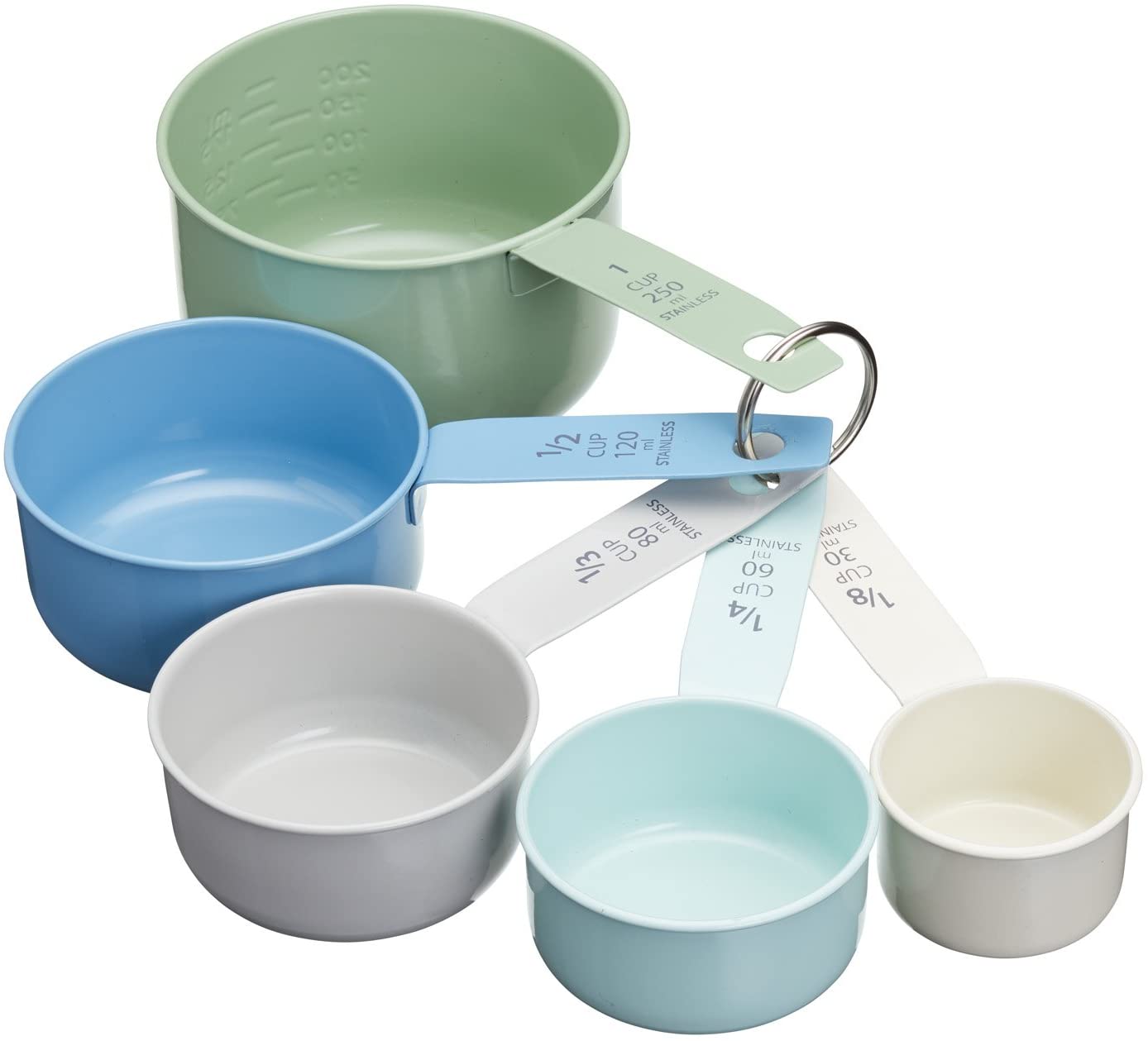 KitchenCraft Living Nostalgia Stainless Steel Measuring Cup in Vintage Style, Stainless Steel, Multicoloured, 8.5 x 15.5 x 8 cm, 1 Unit