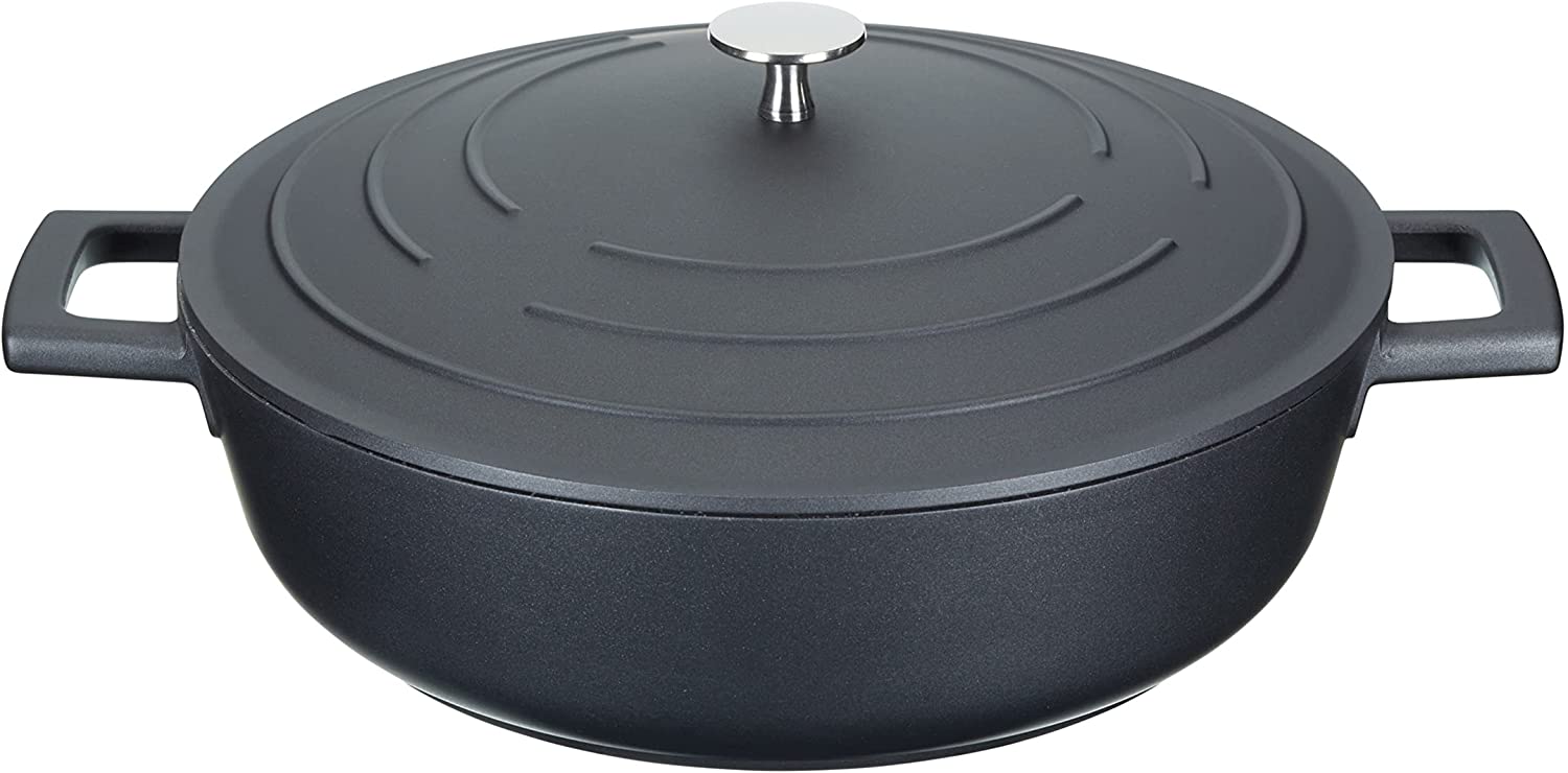 KitchenCraft MasterClass Cast Aluminium 4L Shallow Casserole Dish with Lid