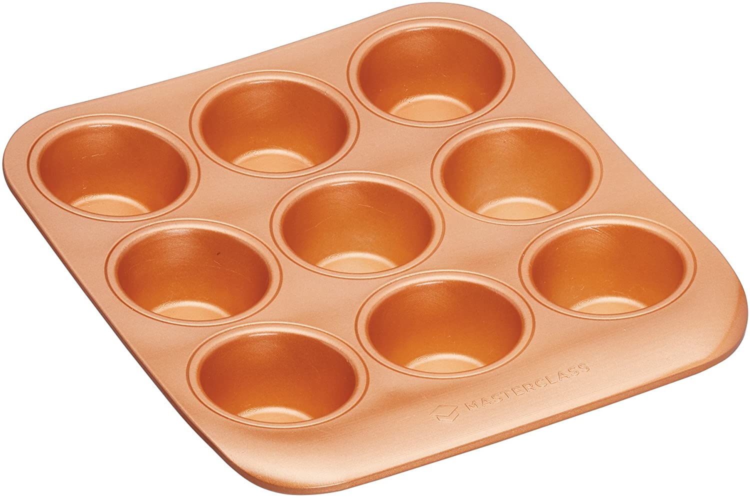 KitchenCraft Kitchen Craft MCCER05 Masterclauss Stackable Non-Stick Muffin Tray with 9 Cups, Ceramic, Brown, 24.5 x 22.5 x 3 cm