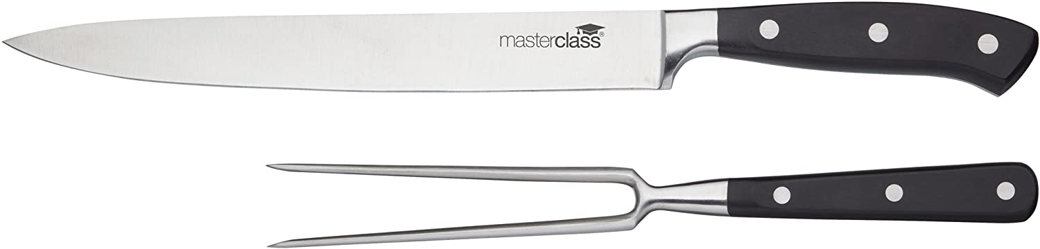 KitchenCraft Kitchen Craft MCCARVESET2PC Master Class Meat Carving Set, Stainless Steel, Black, 36 x 3 x 4 cm, 2 Units