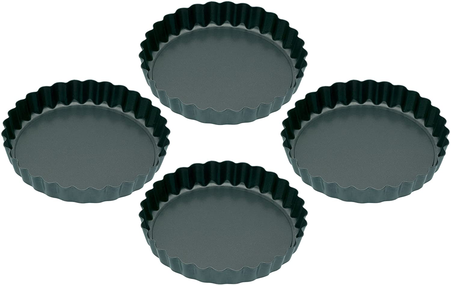 KitchenCraft Kitchen Craft Non-Stick Mini Fluted Flan Tins , Set of Four