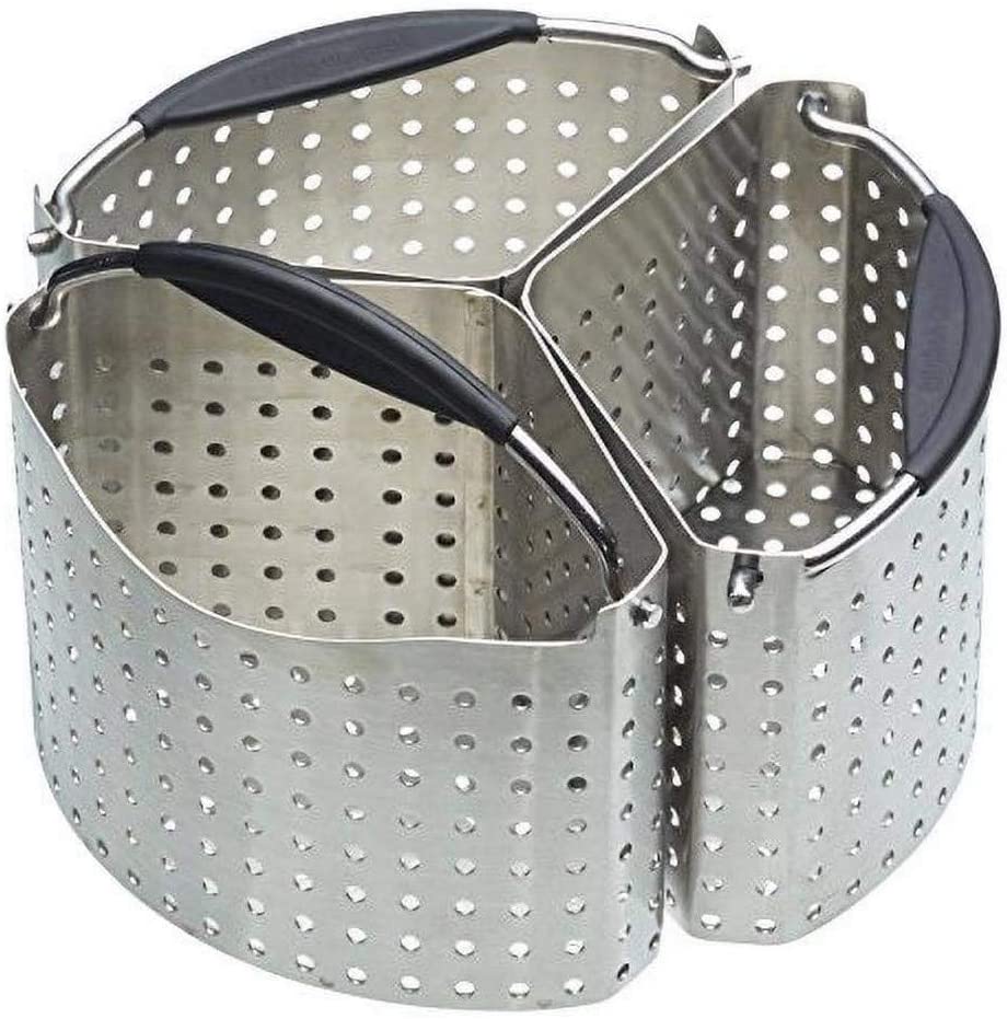 KitchenCraft masterclass Stainless Steel Cooking Pot Separator Baskets, 20 cm (Set of 3), Stainless Steel, Silver, 12 x 17 x 22 cm, 3 Units