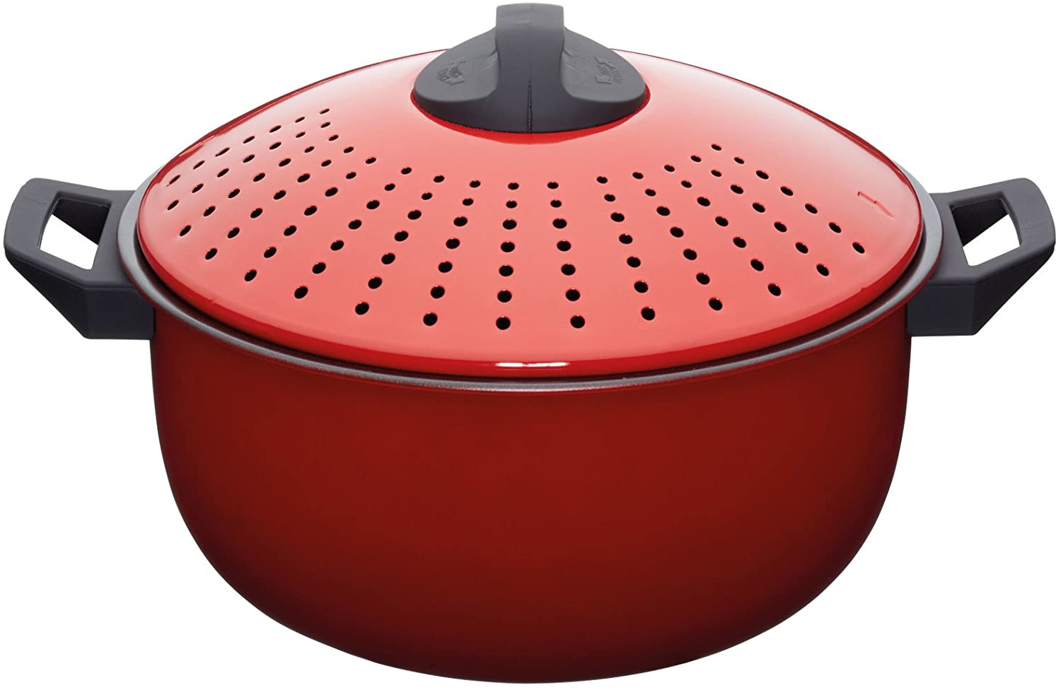 Kitchencraft World of Flavours Noodle Pot with Strainer, 4 Litres (7 Pints), Red, Stainless Steel, 32.5 x 32.5 x 20 cm