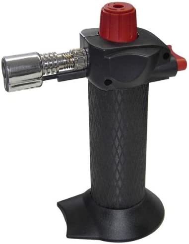ROSENSTEIN & SOHNE Kitchen Gas Torch with Piezo ignition and Stand for flambéed dishes CAN be adjusted freely
