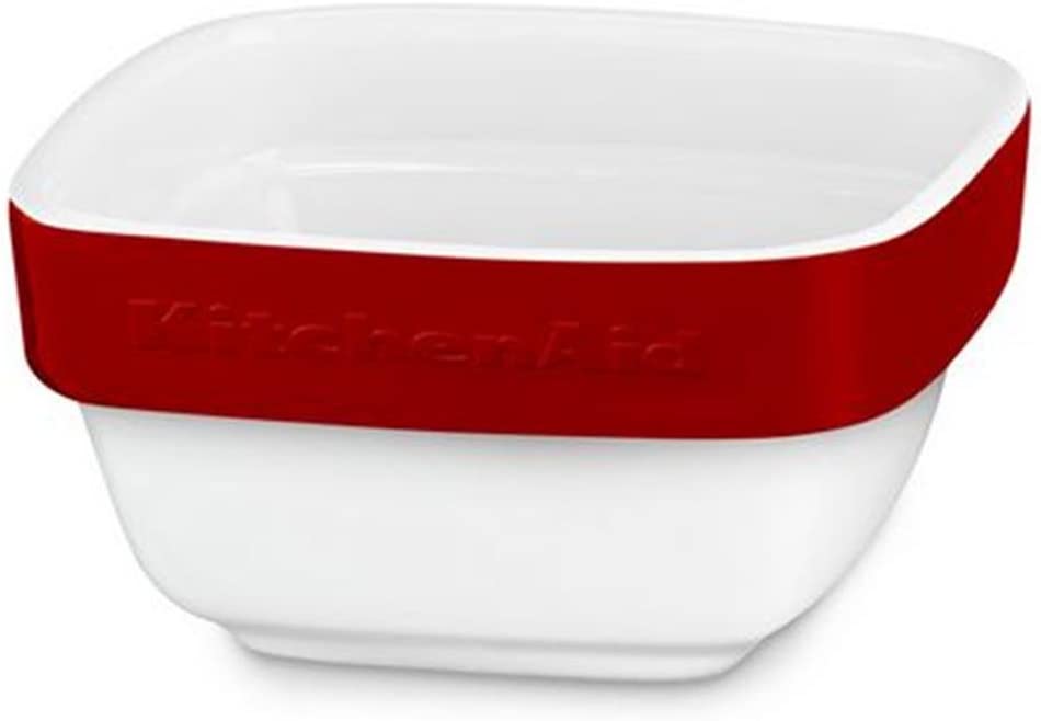 KitchenAid KBLR04RMER Oven Dish - Ceramic - 10 x 10 x 5 cm, White/Red