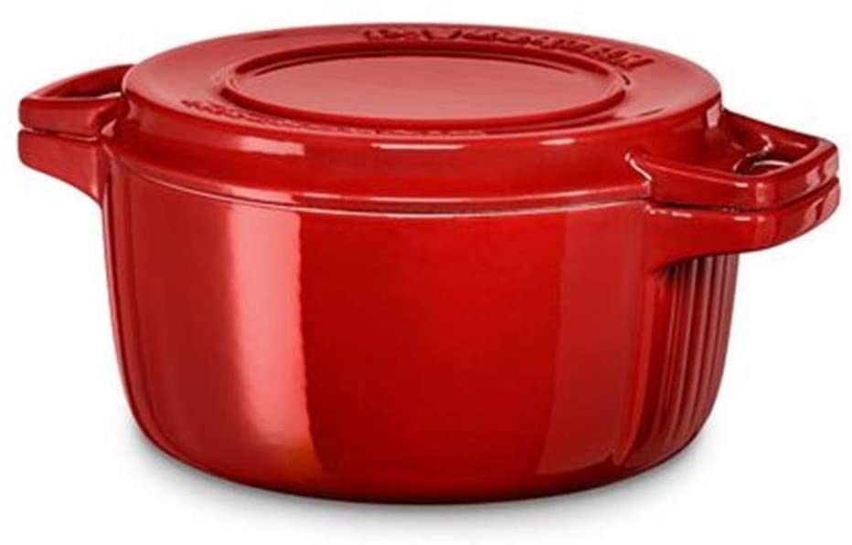 KitchenAid Kcpi 40CRER Cast 24 x 24 x 10 cm Cast Iron Oval Casserole, Empire Red