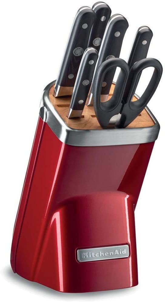 KitchenAid Knife block set, 7 pieces, cast iron, love apple red, 30 x 25 x 20 cm, 7 units