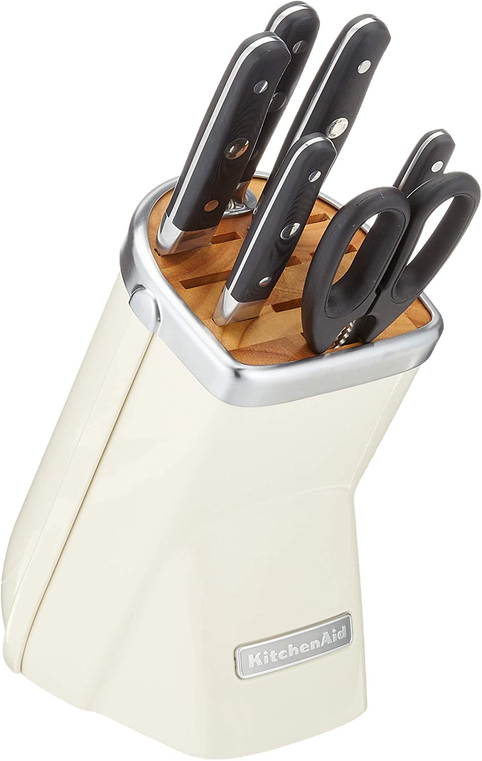 KitchenAid Knife Block, 7 Pieces, Cast Iron Creme – 30 x 25 x 20 cm 7 Units