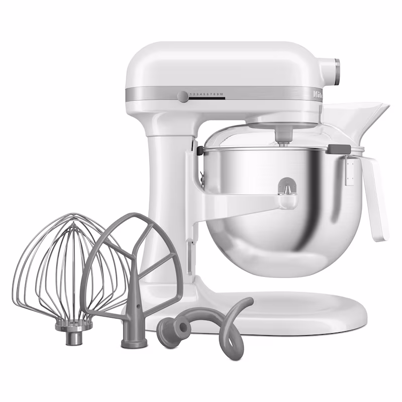 KitchenAid stand mixer 5KSM70JPXEWH, 6.6 L, 11 speeds, with 4-piece accessory set, white