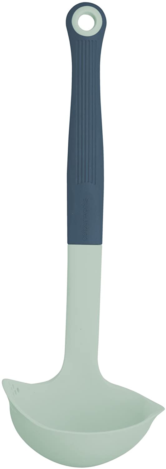 KitchenCraft Kitchen Craft Colourworks Silicone Multi Soup Ladle/Slotted Spoon, 27 cm (10.5 cm), Classic Green, 9.5 x 7 x 27 cm