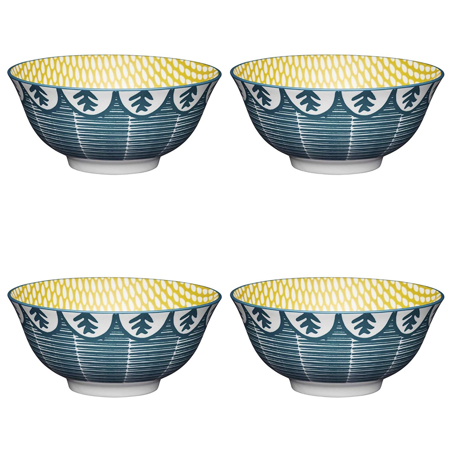 KitchenCraft ECMKCBOWL28SET Mediterranean Leaf Ceramic Bowl Set Stoneware