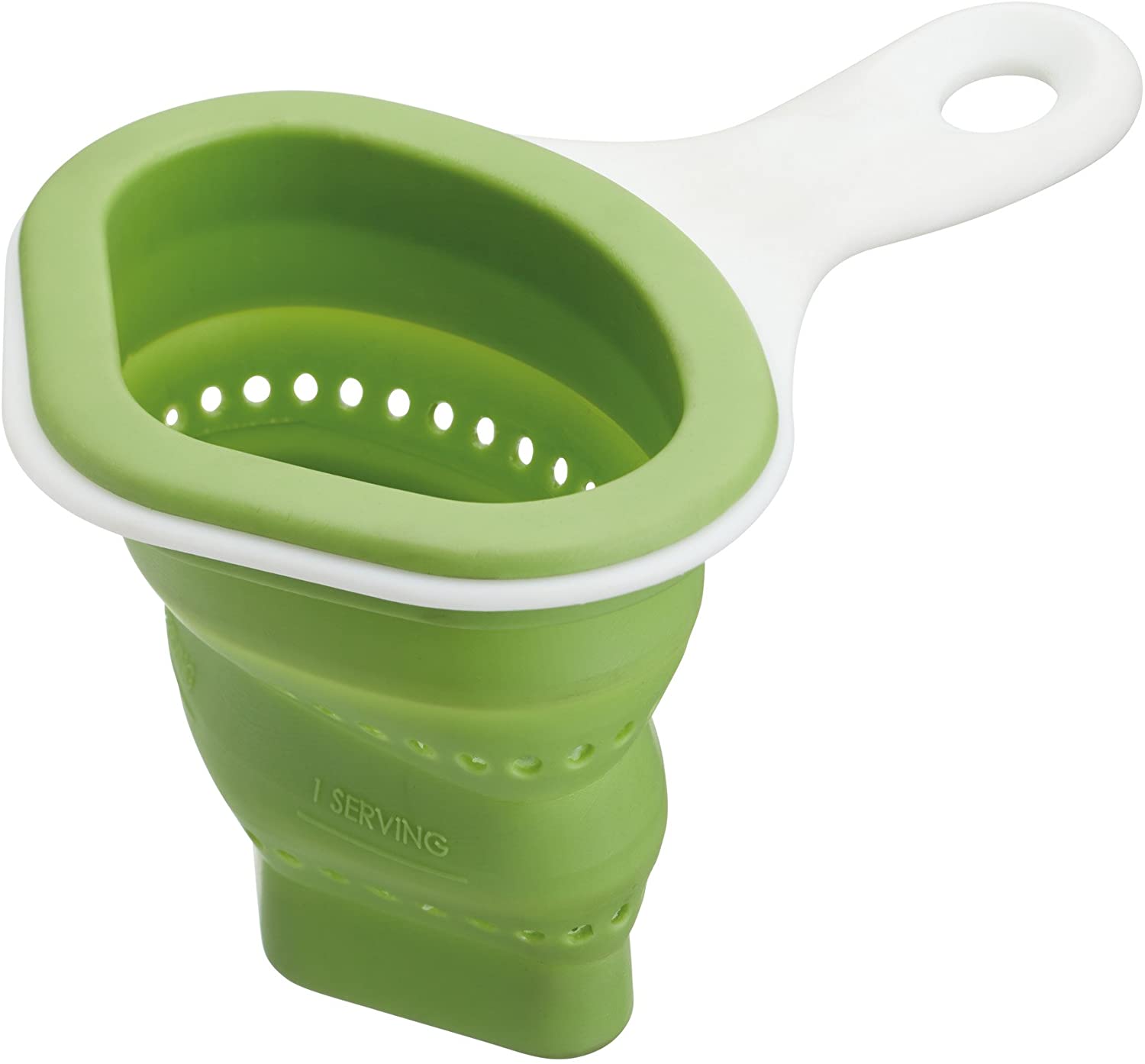KitchenCraft Kitchen Craft Healthy Eating 3 in 1 Pasta Scoop, Cooker, Draining Basket, Silicone, Green, 13 x 17.5 x 3.5 cm