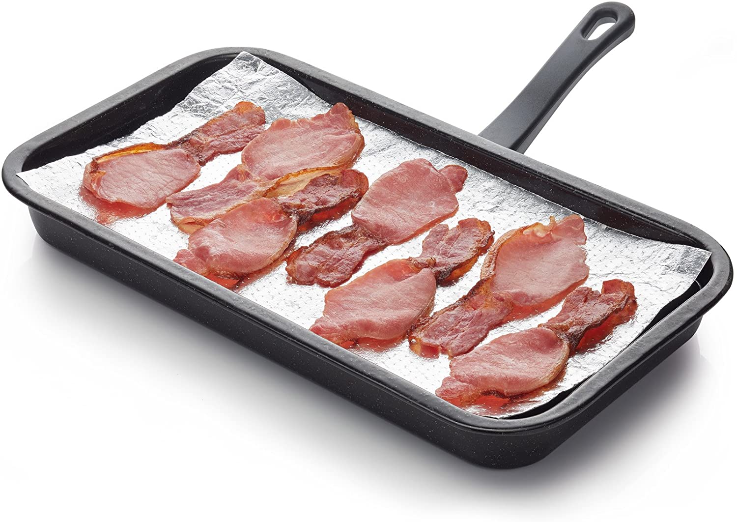 KitchenCraft kcfcgrill10pc Fat Shock Absorbing Grill Pads/Oven Tin 35 x 20cm (14\" x 8\") - Silver Metallic